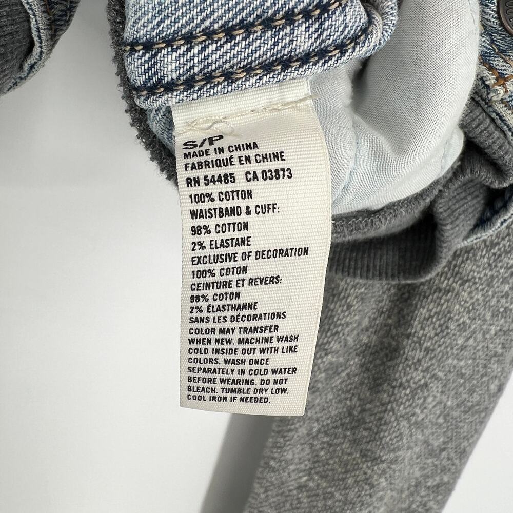 American Eagle Denim Hoodie Jacket with Knit Sleeves Size Small - Picture 5 of 6